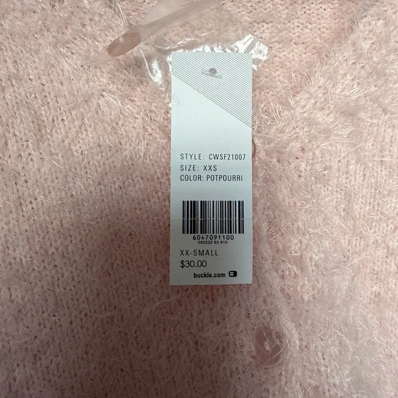 FITZ & EDDI Cropped Light Pink V-Neck Button Cardigan Sweater - Picture 6 of 7